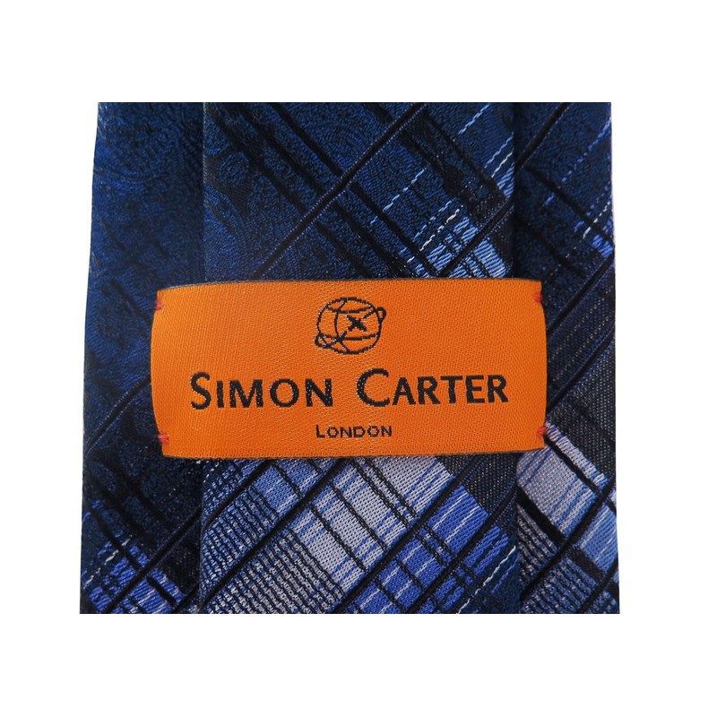 SIMON CARTER Paisley Plaid Silk Tie (Purple), purple