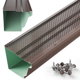 Waterlock 6" Gutter Guards Leaf Protection, Domestic Aluminum Gutter Covers 6 Inch (Sample, Royal Brown)