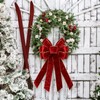 Vickasi Christmas Wreath Bows for Front Door, Glitter Red Velvet