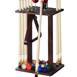 Pool Stick Holder-Pool cue holder floor stand with multiple storage designs , wood Pool Cue Rack Holder for 10 Cues Sticks Storage, Billiard Cue Racks for Billiard Room Club Pool Table Accessories