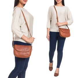 ROYALZ 'Vermont' Vintage Leather Handbag Women's Genuine Leather Shoulder Bag Small Leather Going Out Party City Evening Bag, Texas brown