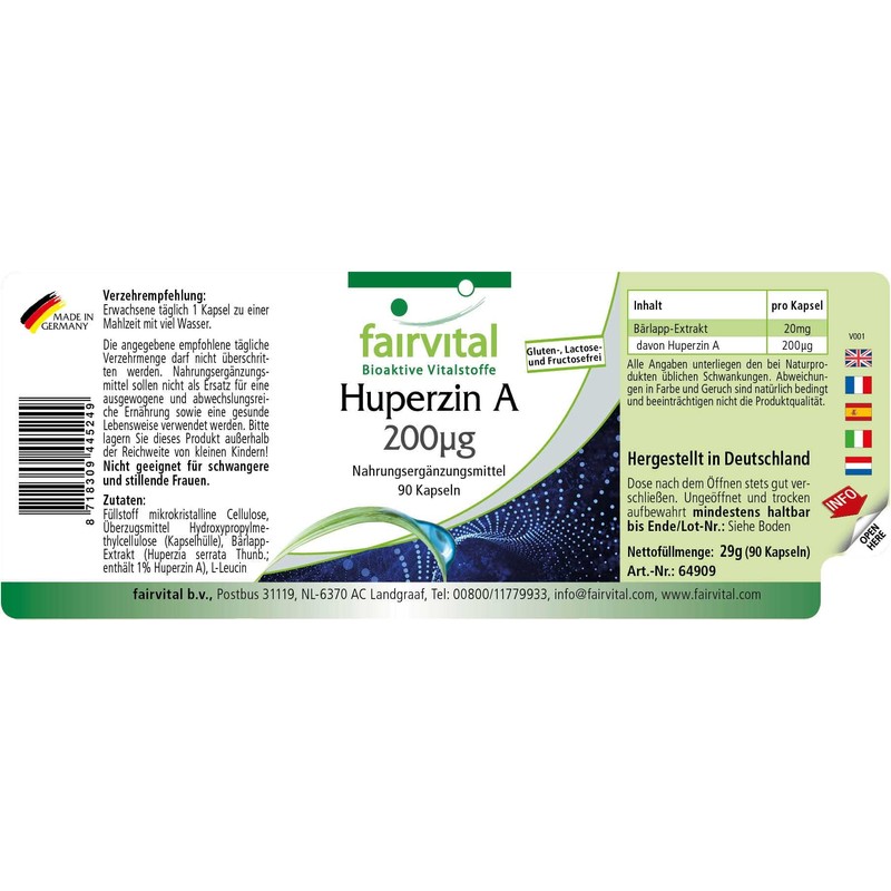 Fairvital Huperzin A 200 μg – from bear flap extract