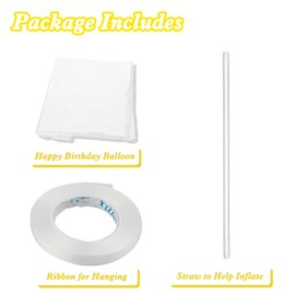 White Happy Birthday Banner - Balloons & Letters for Birthday Decorations