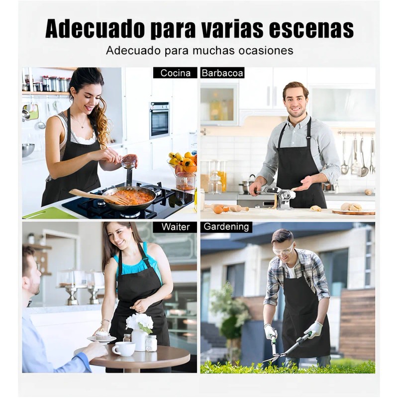 2 Pack Mandil Delantal Para Chef Anti-agua Poliéster Algodón Color