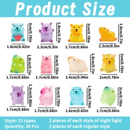 DtgEcd 30 Pcs Resin Animals, Mini Capybara Resin Animals in The Dark for DIY Garden Dollhouse Animals Accessories Micro Landscape Aquariums Party Decoration