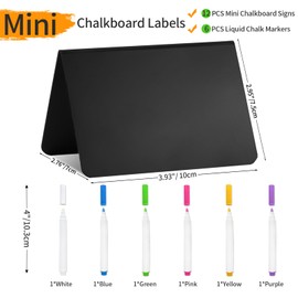Herda 12 Pack 4"x3" Mini Chalkboard Signs for Party Buffet,Food Labels for Party Supplies-Wedding Table Signs -Bakery Food Tags-Small Chalkboard Place Cards with 6 Liquid Multicolored Chalk Markers