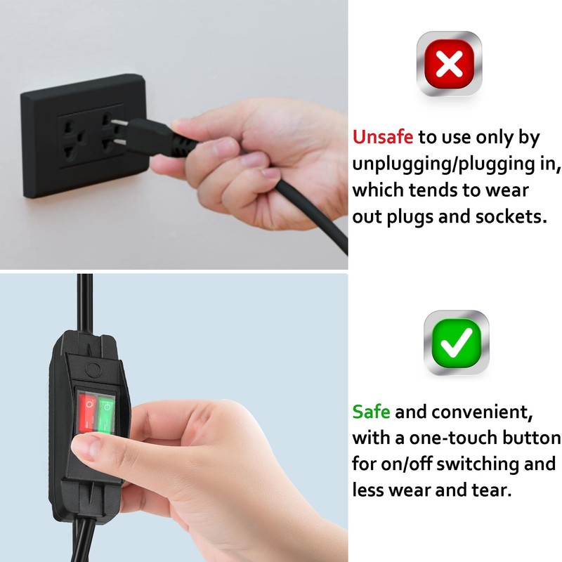 [UL Listed] 2 Way Extension Cord with On/Off LED Switch,