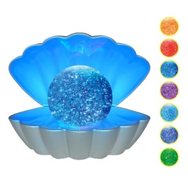 LKUA LED Shell Pearl RGB Color Changing Mood Light, Portable for Home Decoration (Silvery)