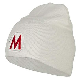 e4Hats.com Fire Mario Embroidered Knitted Short Beanie - White Red OSFM