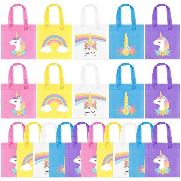 20Pcs Rainbow Unicorn Party Favor Bags, Reusable Rainbow Gift Bags,Unicorn Goodie Treat Candy Bags for Boy Girls Unicorn Birthday Party Supplies Baby Shower Rainbow Party Favors Kids Party Decoration