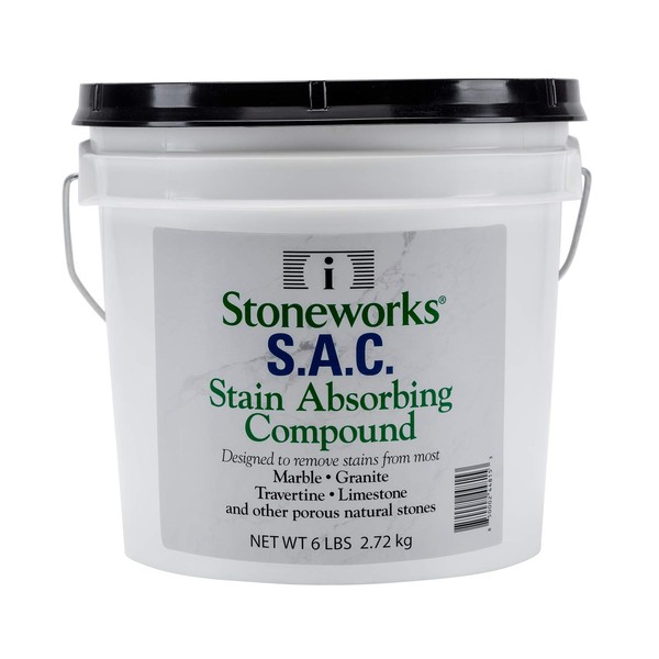 SAC Poultice Powder (6 Lb) Designed to Eliminate Stains Such as Coffee, Tea, Oil, Grease, Butter and Other Non-Acid Stains from Marble, Granite, Limestone, Travertine & Other Porous Natural Stones