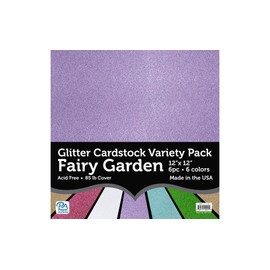 Accent Design Paper Accents 6 Piece Fairy Garden Glitter Cardstock Variety Pack, Multicolor