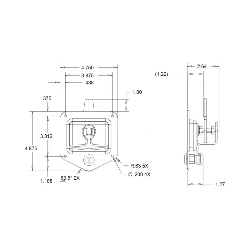 Buyers Products L8815 T-Handle Latch, Locking Single Point Latch With