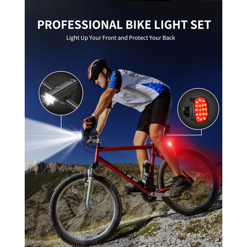 Bicycle Light Waterproof Bike Lamp Type-C Charging MTB Road Cycling