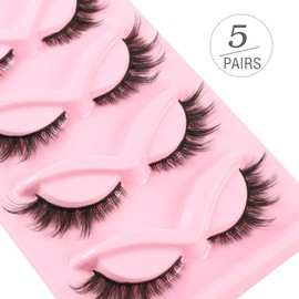 Kiusatig False Eyelashes Natural Fox Eye Lashes Cat Eye Lashes Fluffy Wispy Lashes 5 Pairs Fake Eyelashes Faux Mink Lashes (XF34)