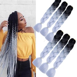 Jumbo Braiding Hair Extensions, Colourful Synthetic Hair, Heat Resistant Hair, for DIY, Crochet Box Braids, Ombre Purple 100 g/pcs, 60 cm / 23.62 inches