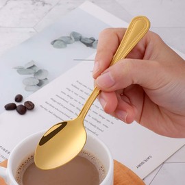 TEAHAHA Stainless Steel Teaspoons, Set of 12, 5.7in Mini Gold Coffee Spoons for Kitchen Office or Restaurant Afternoon Tea，Cakes, Pastries, Espresso