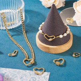 FASHEWELRY - Collar de corazón chapado en oro de 18 quilates con cierre de mosquetón de latón con circonita cúbica, para hacer joyas