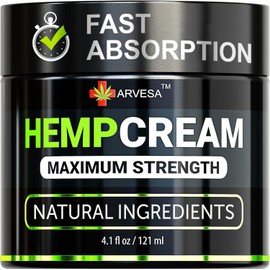 Hemp Cream - Maximum Strength Lotion - Gel with Arnica, Glucosamine, MSM, Menthol, Aloe Vera, Hemp Oil, Turmeric - Fast Absorption, Long-Lasting, Non-Greasy, Pleasant Scent, Lightweight - 4.1 OZ