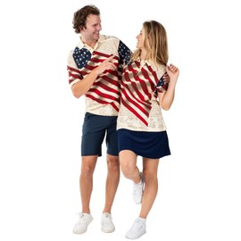 Men's Performance American Flag Polo Shirt | Pull-On Closure American Flag Golf Shirt | USA 4th of July Golf Shirts for Men in 4X-Large