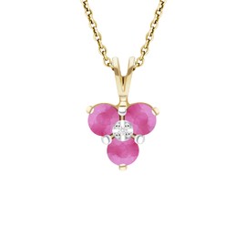 Ivy Gems 9ct Yellow Gold Ruby and Diamond Flower Pendant with 46cm Prince of Wales Chain