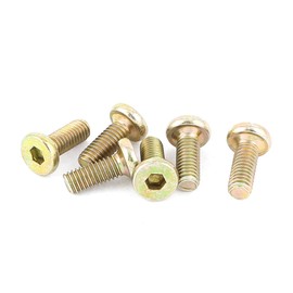 uxcell M6 x 15mm Threaded Hex Socket Head Cap Screws Bolts Bronze Tone 6 Pcs