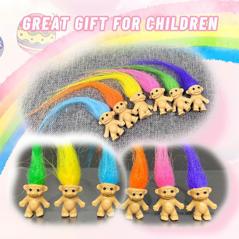 Yintlilocn 16 piezas de mini muñecas troll, mini figuras de