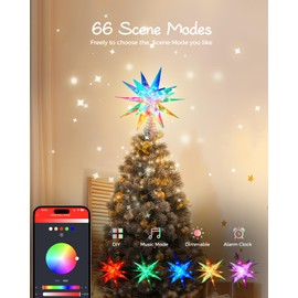 Ariceleo RGB LED Christmas Tree Topper Star - APP-Controlled, USB Powered, Decorative 16.5" Christmas Star with Timer, Perfect for Small Ornaments and Indoor Xmas Parties - Multi-Color Lighting