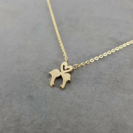 "Handmade" Flamingo Heart GOLD Plated Necklace Love Couple Flock Bird Avian Mob Animal Zoo