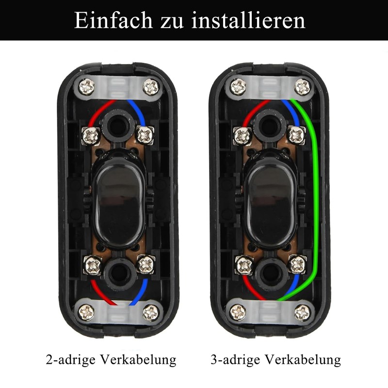 MejaRizon 2 x Intermediate Switch Cord Switch 2-3-Pin 6A Switch
