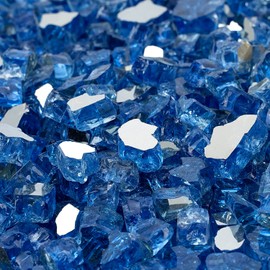 Onlyfire 10 pounds Fire Glass for Propane Fire Pit and Gas Fireplace, 1/2 Inch Reflective Firepit Glass Rocks for Fire Pit Table and Fire Bowl, High Luster Pacific Blue