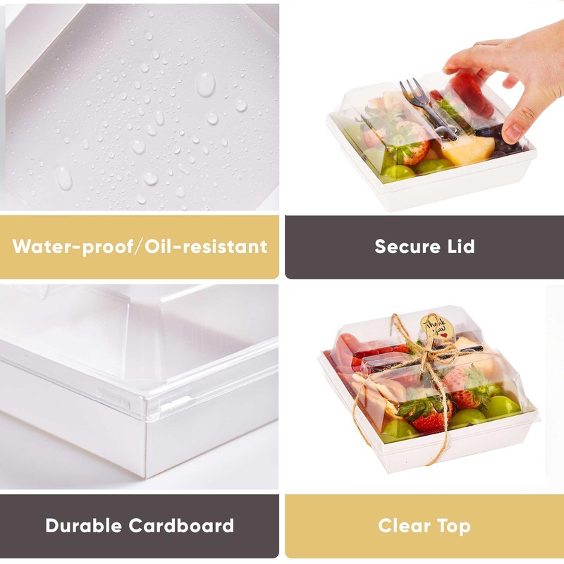 Leafiew 50 Pack Small Charcuterie Boxes with Clear Lids and