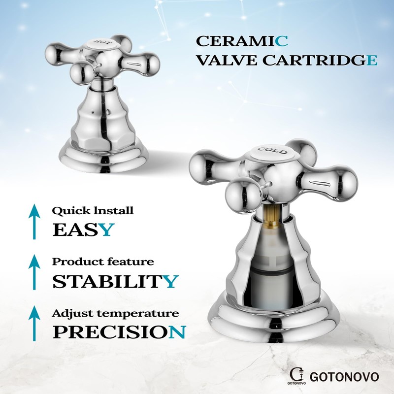 gotonovo Bathroom Faucet 3 Hole 8 Inch Widespread Bathroom Sink