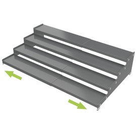 Jojocross Expandable 4-Tier Step Spice Rack Organizer for Kitchen Cabinet Modern Design and Non Skid Space Saving Storage Shelf for Countertop Cabinet Pantry (1Pack/Gun-Grey)