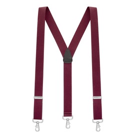Suspender Store Solid Suspenders -1.5-Inch Wide Elastic - Y-Back - Trigger Snaps - 54" for 6'1" to 6'5" Tall - Burgundy