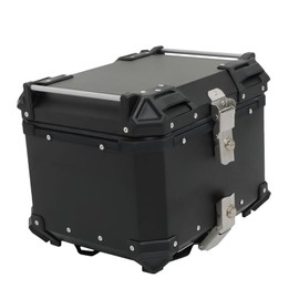waltyotur 45L-T Black Motorcycle Tail Box Top Case, Aluminum Alloy Motorcycle Top Case Tail Box, Motorcycle Trunk Tour Tail Box Replacement for Most Motorcycle