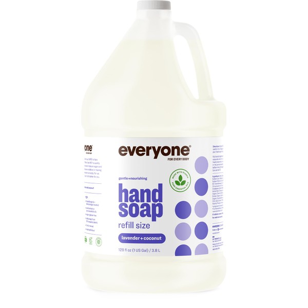 Everyone Liquid Hand Soap Refill, 1 Gallon, Lavender and Coconut, Plant-Based Cleanser with Pure Essential Oils