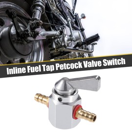 X AUTOHAUX Gas Inline Petrol On-Off Fuel Tap Petcock Valve Switch 6mm for Motorcycle Motorbike ATV Quad Dirt Bike Go Kart Silver Tone