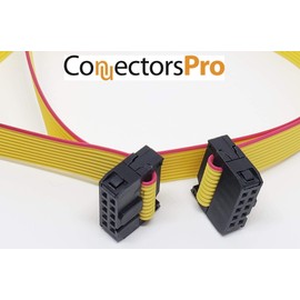Connectors Pro 5-Pack IDC 2x5 10P 2.54mm Female Connector 12cm 4 Inches Yellow Flat Ribbon Cable, Double Rows 10 Pins 0.1” Pitch FC F/F (10P-12cm-5PK)