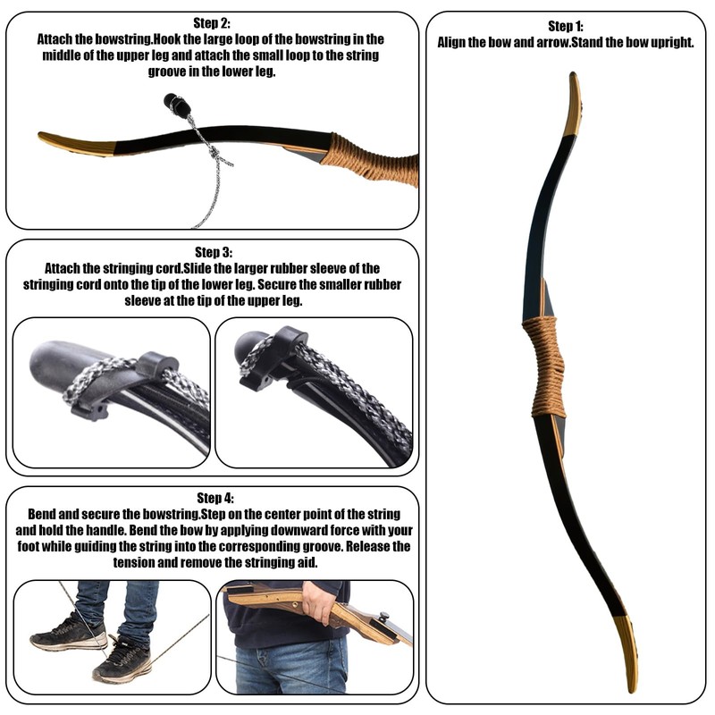 Archery Recurve Bow Stringer Tool, Heavy-Duty Nylon Safety Stringing Accessories