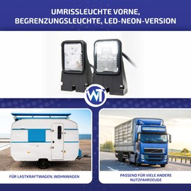 Web Truck Vordere Umrissleuchte weiß, Begrenzungsleuchte LED Neon Version, mit weißem Rückstrahler und Halter Anhänger, LKW, PKW, die Glühbirne 12V 24V 2 x Stücke
