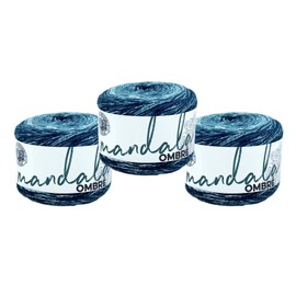 Lion Brand Yarn Mandala Ombré Yarn with Vibrant Colors, Soft Yarn for Crocheting and Knitting, Harmony, 3-Pack