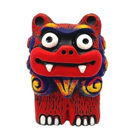 Koba Kasaya Cesar Figurine, Okinawa Souvenir, Entrance, Pair, Karayushi Shisher, Red, Luck, Feng Shui, Amulet, Luck, Ryukyu