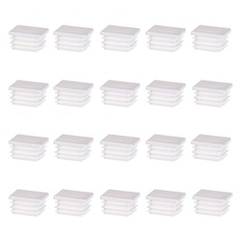White Square Plastic Plugs, 20 Pcs Tube Inner End Caps, 35mm x 35mm Cover for Furniture Chair Desk Leg Tables Foot, Pipe