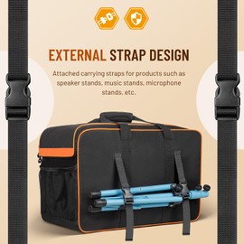 CAHAYA Speaker Carrying Bag - for Compact 10" Speaker Cabinets with Extra Carrying Strap and Padded Handle Large Capacity Reinforced Loudspeaker Case with Multiple Pockets CY0361