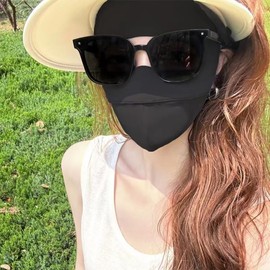 SANGaa Breathable UV Face Covering UPF 50+ Women Ice Silk Full Face Mask，Washable Reusable ，Sunscreen，Suitable for outdoor cycling (Grey)