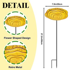 2Pcs Metal Bird Baths for Outdoors Garden, Hummingbird Small Birdbath for Outside with Metal Stake, Bird Feeders for Yard Lawn Decor (Red Yellow-2P)