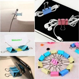 Binder Clips, 145 Pcs 6 Assorted Sizes Paper Clips with Plastic Box, Metal Paper Clip Clamps, Binder Clips Coloured for Office, School and Home Supplies
