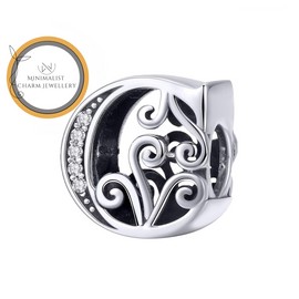 Minimalist Charm Jewelry Calligraphic C Letter Charm For Bracelet, C Letter Charm, Letter Charm