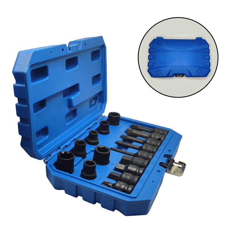 JEUCLEL 16PCS Universal Master Brake Caliper Socket Set, 1/2" Square